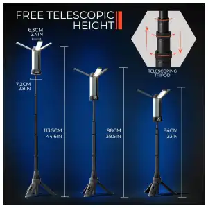 Luz de Trabajo Recargable con Trípode, 3 Cabezas LED y Bolsa miniatura 2