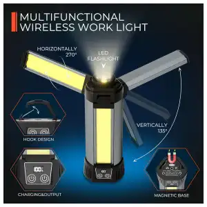 Luz de Trabajo Recargable con Trípode, 3 Cabezas LED y Bolsa miniatura 4