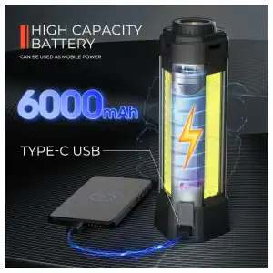 Luz de Trabajo Recargable con Trípode, 3 Cabezas LED y Bolsa miniatura 6