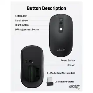 Mouse Inalámbrico Acer Slim USB 2.4G Portátil DPI Ajustable miniatura 4