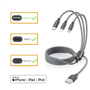 Cable de Carga 3 en 1 Xnewcable — 1.2m, Nylon Trenzado miniatura 7