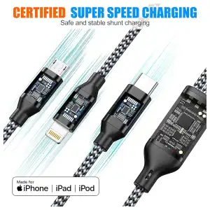 Cable de Carga 3 en 1 Xnewcable — 1.2m, Nylon Trenzado miniatura 5