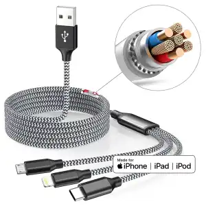 Cable de Carga 3 en 1 Xnewcable — 1.2m, Nylon Trenzado miniatura 6