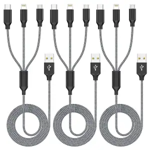Cable de Carga 3 en 1 Xnewcable — 1.2m, Nylon Trenzado miniatura 1