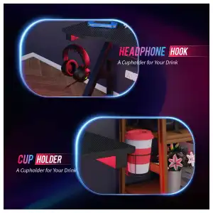 Mesa Gaming BestOffice 47" con Fibra de Carbono Roja miniatura 5