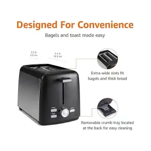 Tostadora Amazon Basics 2 Rebanadas 800W miniatura 3